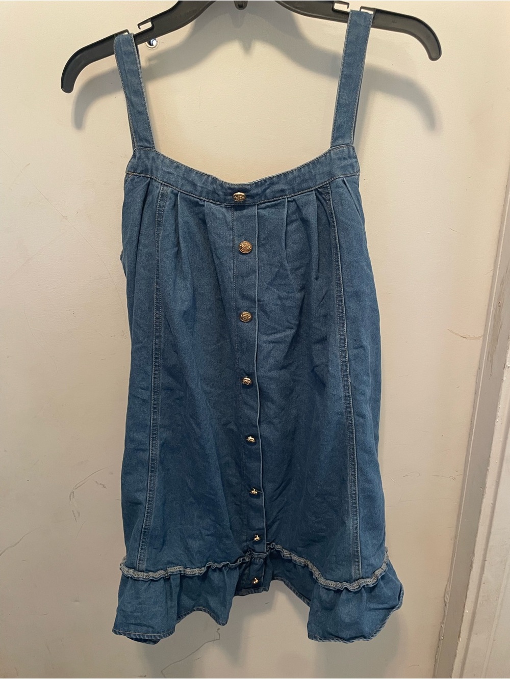 SHEIN Blue Denim Button-Front Overall Dress